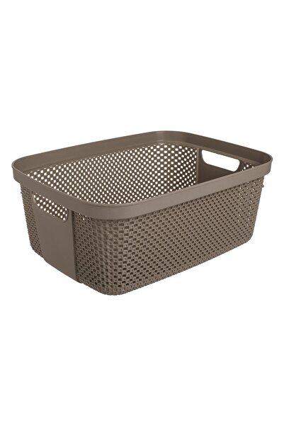 DD SHOP Cos de Depozitare din Plastic Perforat Taupe 12L - Cosuri Adanci, Org...