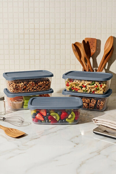 NESS HOME Set of 5 Rectangular Storage Containers 1200 ml Refrigerator Organi...