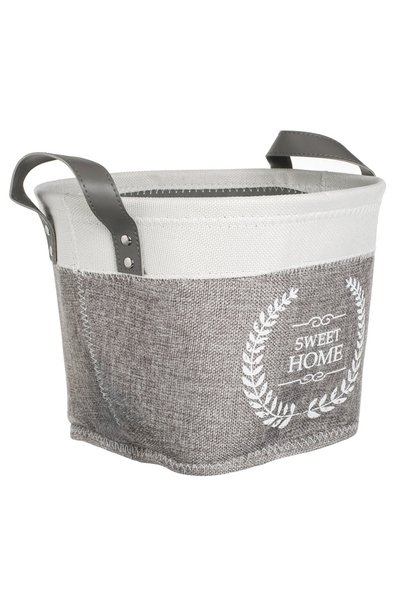 DD SHOP Cos de Depozitare Textil Gri Bej cu Manere "Sweet Home" Ø30x20cm