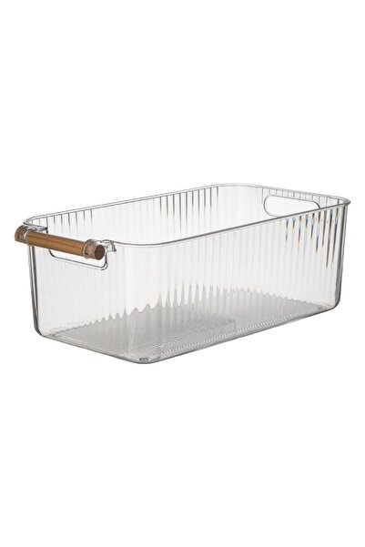 DD SHOP Cutie de Depozitare din Plastic Transparent cu Manere din Lemn 7.46L