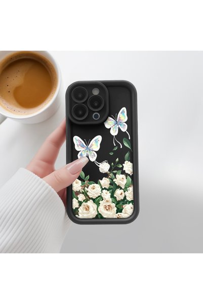 CHICASELUX Samsung Galaxy M12/A12 Compatible Rose and Butterfly Pattern Phone Case, Silicone Shockproof