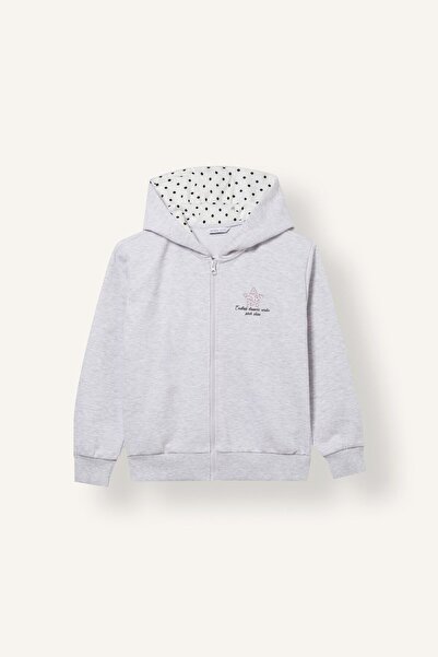 DeFacto Zippered Printed Hooded Cardigan for Girls I6413A826Wn