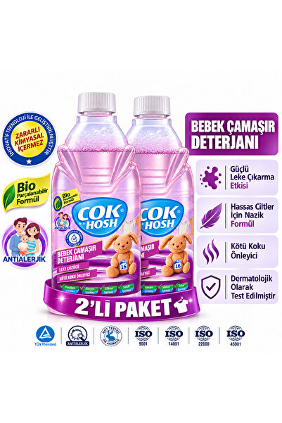 Çokhosh Antialerjik Bebek Çamaşır Deterjanı 700 ml x 2 – Leke Çıkarıcı & Kötü Koku Önleyici – Hassas Ciltler İçin