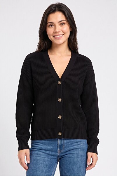 JJXX Women V Neck Knitted Cardigans, Black