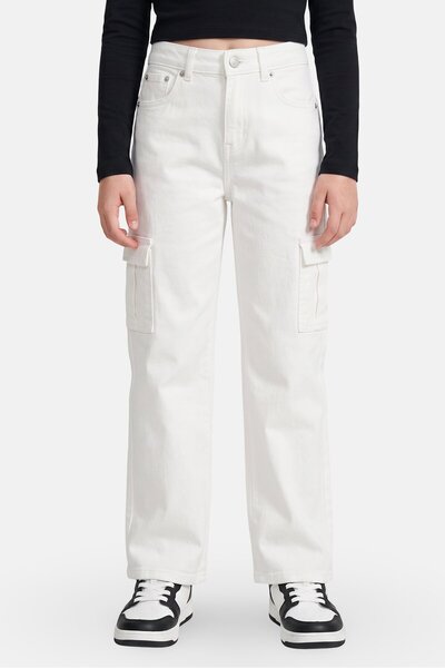 Levi's Kids Girl Solid Cargo Jeans, White