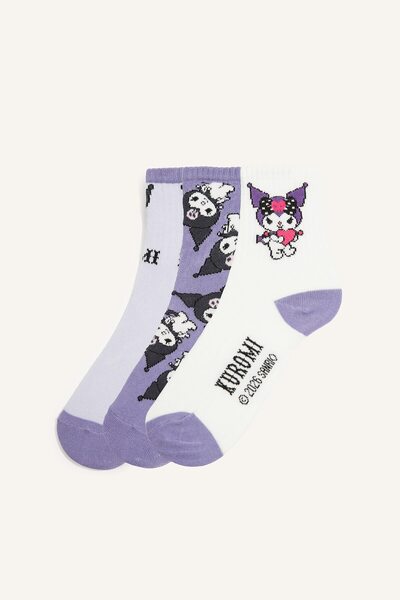 DeFacto Kuromi Licensed Patterned 3-Piece Cotton Long Socks for Girls I5348A8Ns