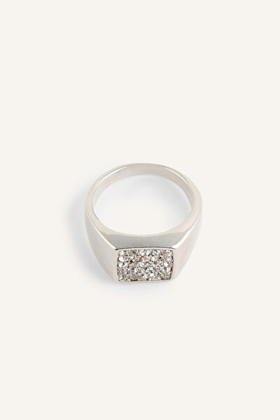 DeFacto Stone Embellished Square Knight Women's Ring I8774Axns