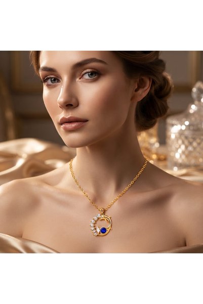 stainless steell Gold Color Dolphin Starry Sky Design Steel Necklace