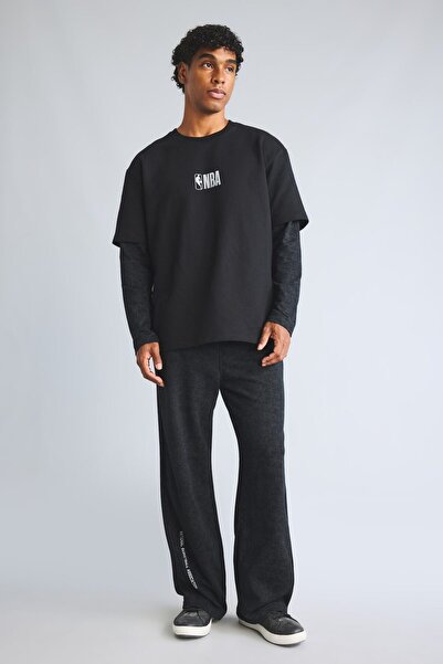 DeFacto Nba Wordmark Baggy Fit Thick Fabric Printed Jogger I1557Ax26Wn