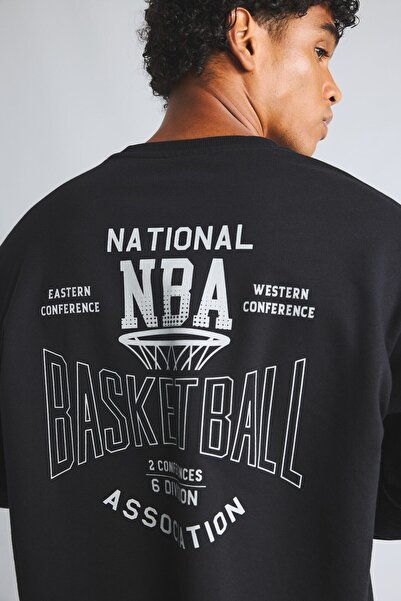 DeFacto Nba Back Printed Oversize Crew Neck Sweatshirt I1552Ax26Wn