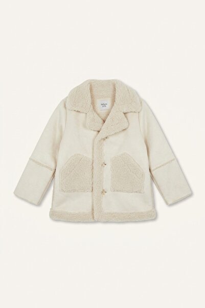 DeFacto Plush Detailed Suede Look V-Neck Coat for Baby Girl H2649A526Wn