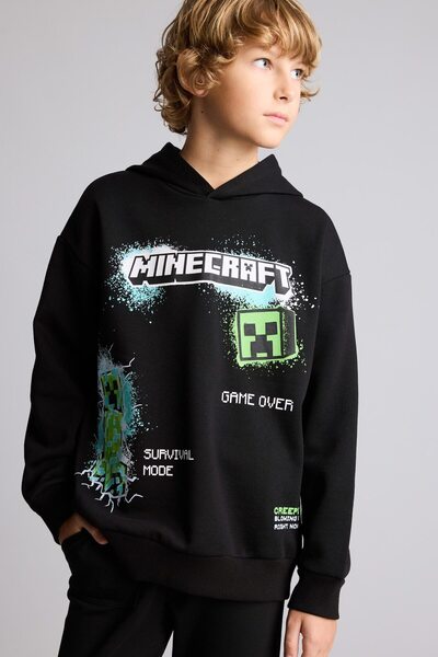 DeFacto Minecraft Lisanslı Baskılı Kapüşonlu Sweatshirt Erkek Çocuk I3354A826WN