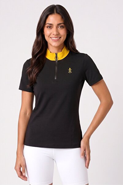 Anta Women Regular Fit Short Sleeve Outdoor Polo Shirt, Black