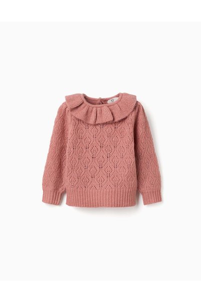 Ziddy Knit Sweatshirt For Baby Girls, Pink