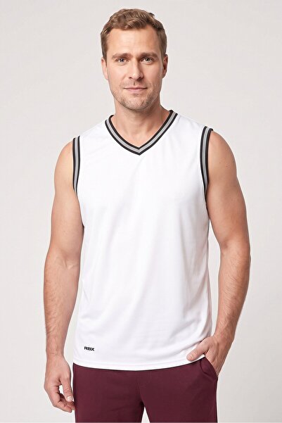RBX Men Sportswear Fit Sleeveless Basketball Vest, White
