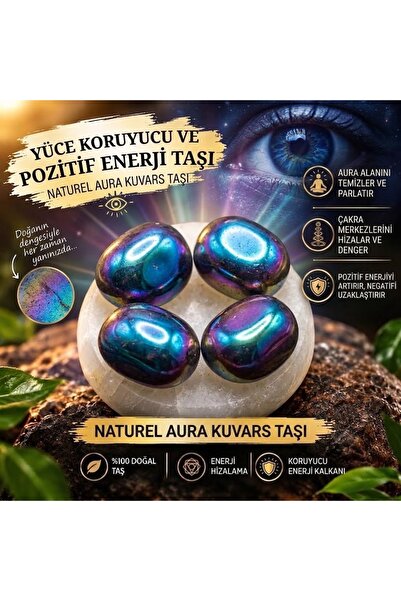Doğal Aura Kuvars Taşı - Pozitif Enerji Şifa & Aura Temizleyici ve Yüksek Frekans Doğal Taş Kütle Seti