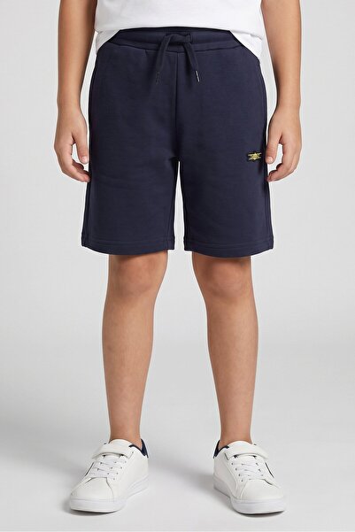 FLYERS Kids Boy Brand Logo Basic Shorts, Navy