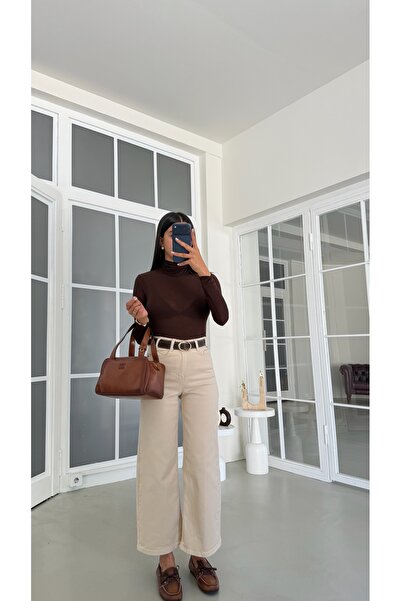 GAUS CO Krem ZR Model Kemerli Jean GAUS-02071