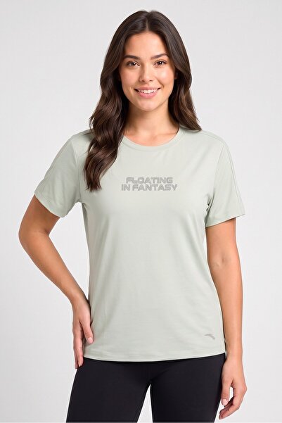 Anta Women Relaxed Fit Short Sleeve Training T-Shirt, Green