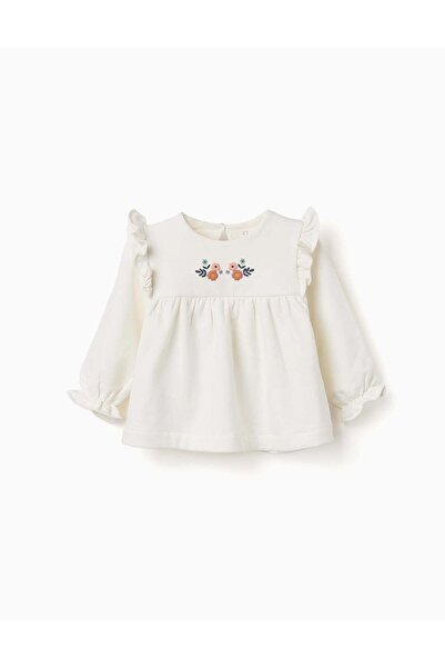 Ziddy Fleece Sweatshirt For Baby Girls, White