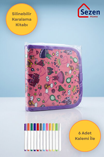 Silinebilir Doodle Çizim Defteri / 6 Adet Kalem ve 2 Adet Silme Bezi HEDİYE