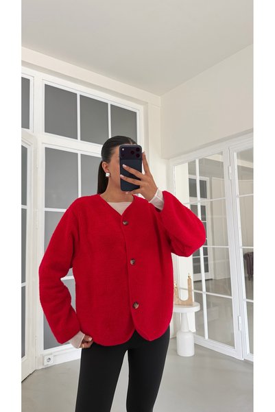 GAUS CO Kırmızı Biyeli Polar Hırka GAUS-01916 GAUS-02150