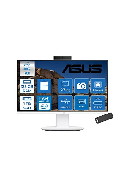 V470VAK Intel® Core™ 7 240H 5.2ghz 128GB Ddr5 1tb SSD 27" Fhd 100HZ 300NITS Srgb: %100 WIN11PRO Beyaz Allınone Bilgisayar 27C716512W0DP38+ZETTAUSBBELLEK