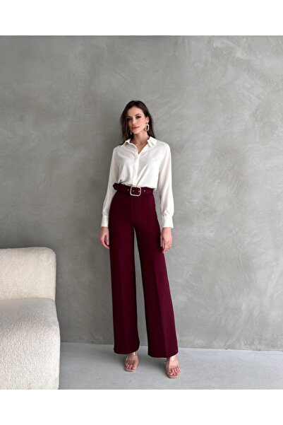 Kokosh moda Double button and belt palazzo trousers with lycra