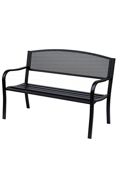 Generic Brand Bancă de grădină cu 2 locuri / Bancă de parc – Oțel – Negru – L...