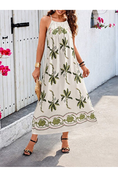 modaserdem Women's floral print long sleeve supreme dress with spaghetti stra...