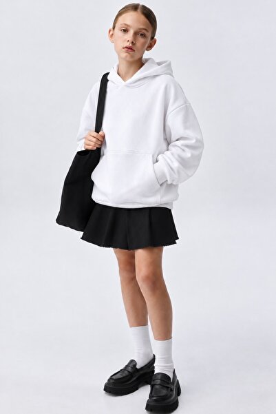 The Champ Clothing Kız Çocuk Oversize Basic Hoodie Sweatshirt Beyaz – Kapüşon...