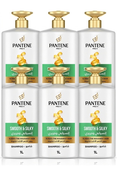 Generic Brand Pantene شامبو بانتين ناعم وحريري بحجم عائلي 1000 مل 6 قطع