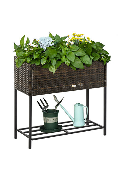 Generic Brand Jardinieră înălțată, ladă pentru flori, raft adânc, cadru metal...