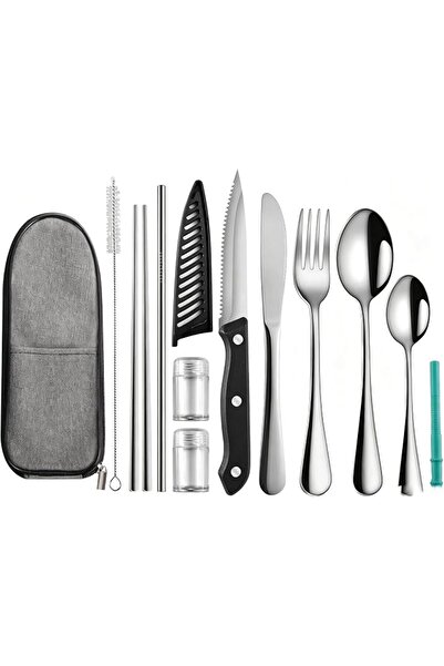 Yelajoy 11 Pcs Travel Utensils with Case, Reusable Utensils, Portable Travel ...