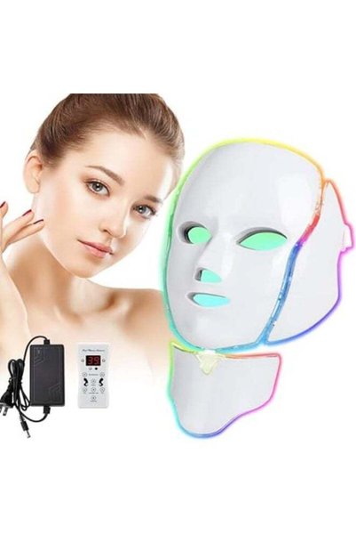 Generic 7 Colors LED Face Mask for Skin Light Therapy with Neck Care - Anti-Aging Photon Beauty Mask Rejuvenation, Acne Treatment & Collagen Boost - Home Facial Spa Skin Care Device