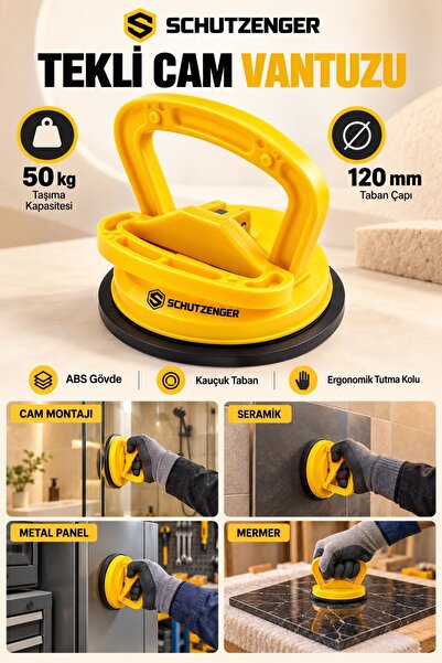 SCHUTZENGER 50 KG TAŞIMA KAPASİTESİ TEKLİ VANTUZ CAM MERMER SERAMİK METAL AHŞAP TAŞIMA APARATI