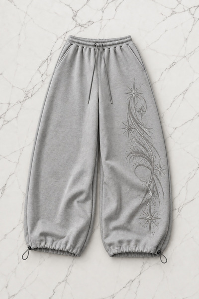 Gofeel Gray Star Stone Printed Baggy Unisex Sweatpants