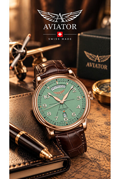 AVIATOR Douglas Day-Date V.3.44.2.404.4 Water Green Special Dial 45 mm Sapphi...