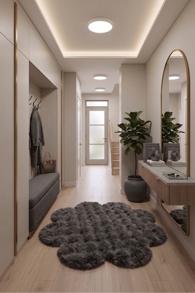 SOFT DECOR Antrasit Kaymaz Taban Bubble Papatya Yuvarlak Kesim Çocuk odası To...