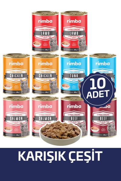 Sos İçinde Karışık Çeşitli Kedi Konservesi 400gr (10 Adet)