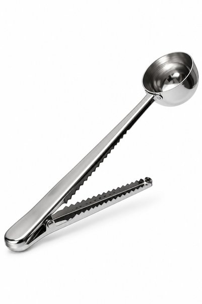 Simona Home Clip-On Coffee Scale 10 ml – Package Sealer with Spring-Loaded Stainless Steel Spoon