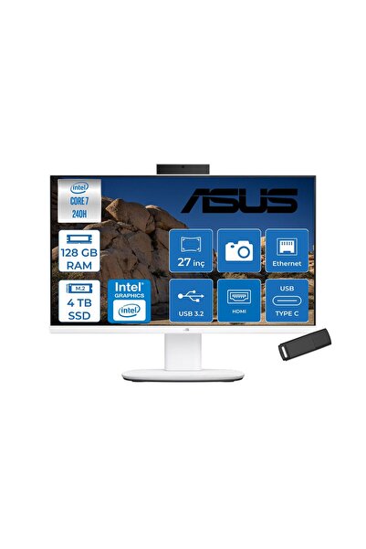 V470VAK Intel® Core™ 7 240H 5.2ghz 128GB Ddr5 4tb SSD 27" Fhd 100HZ 300NITS Srgb: %100 Freedos Beyaz Allınone Bilgisayar 27C716512W0DF40+ZETTAUSBBELLEK