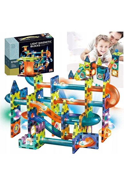 Giftry Set de Constructie Magnetic Tiles 3D, jucarii educationale luminoase S...