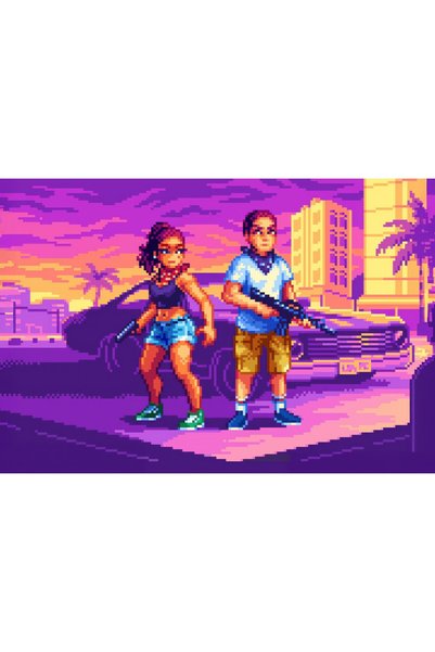 OEM Постер Лучия и Джейсън от GTA VI, 61x90 см, poster8140