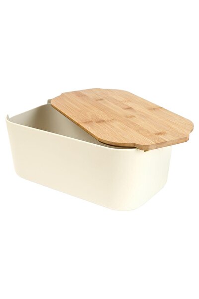 Vilde Cutie Paine Cu Capac Din Bambus, 33x18.5x12 cm, Crema