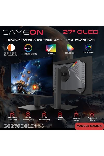 GAMEON 27 Inch Gaming Monitor QHD, OLED, 144Hz, 0.03ms Response, HDMI 2.1, PS5 Compatible