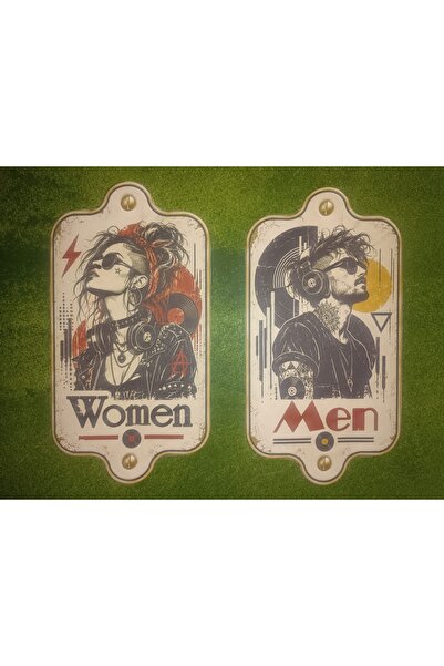 2'li Kadın Erkek WC Kapı Stickerı Punk Rock Tuvalet Dekorasyon Etiketi