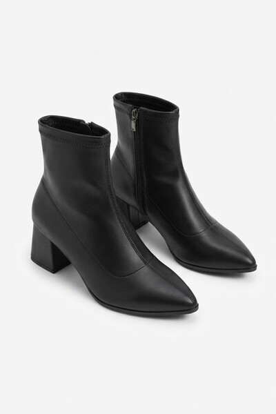 Zerenyus ZRNE-B07 Premium μπεζ μπότες με φερμουάρ και τέντωμα 6 cm - στενή εφ...