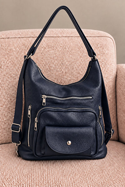 MILANOFOX Women's Navy Blue Multi-Compartment Soft Leather Adjustable Strap F...