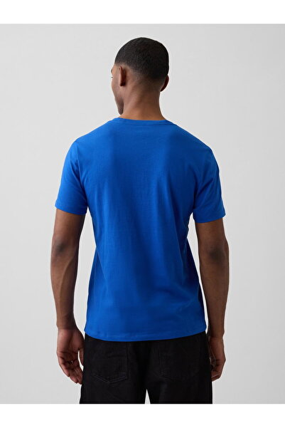 GAP تي شيرت V-FRCH MINI LOGO للرجال باللون الأزرق 799323008